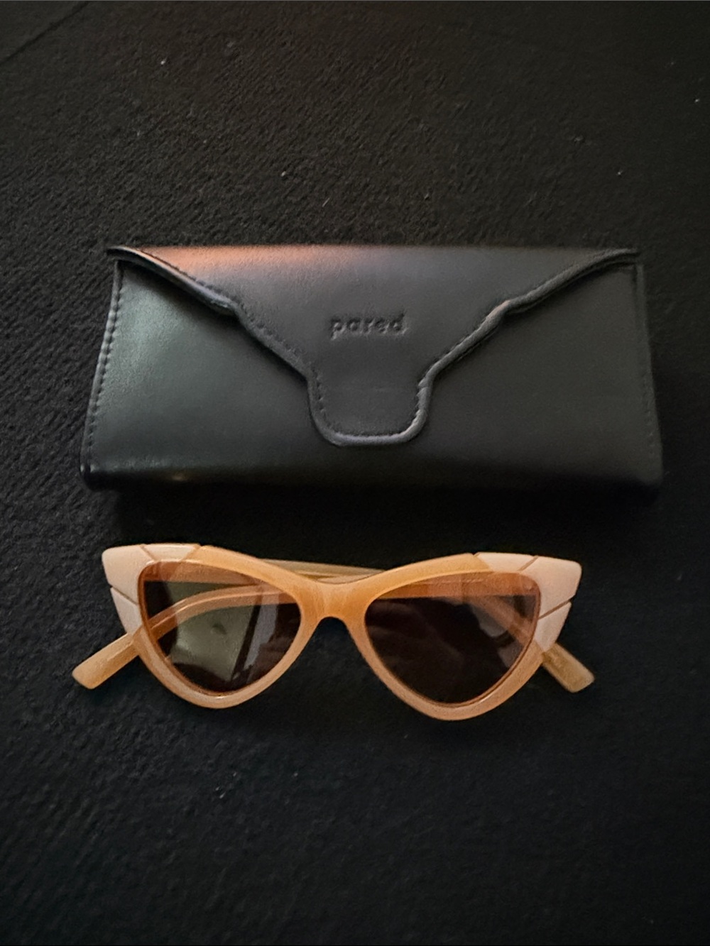 Beige Cat Eye Sunglasses with Case -